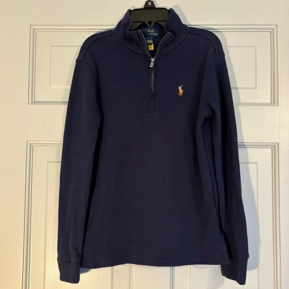 Polo Ralph Lauren Navy Blue 1/4 zip Pullover sweater size 7 - Picture 1 of 5